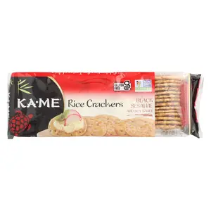KA-ME Rice Crackers, Black Sesame and Soy Sauce, 3.5 oz (100 g)