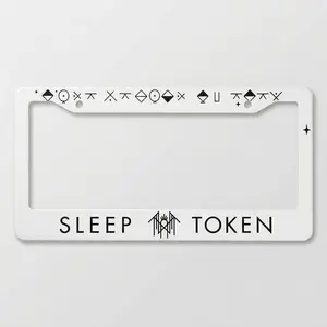 Sleep Token Aluminum Car White License Plate Frame for Bold Women - High-Quality Aluminum