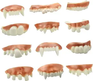 12 Pieces Gnarly Teeth Gag Teeth Ugly Fake Teeth Vampire Denture Teeth for Halloween Costume Party Favors Photos Props (12 Styles)