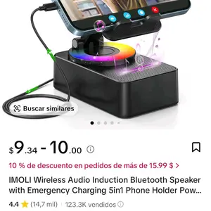 Product Review of IMOLI Wireless Audio Induction Bluetooth Speaker with Emergency Charging 5in1 Phone Holder Power Bank LED Nightlight for Tablet iPhone Android 5.3 Connectivity 1500mAh Battery 100Hz-20kHz Frequency Response New Design Durable Smart Device from M**n D**a
