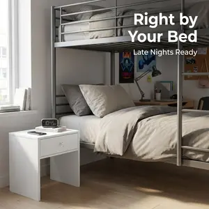 3-in-1 Versatile Nightstand & Storage Stool - Compact Side Table for Small Spaces & Dorm Rooms - Slim Design with Drawer and Replaceable Knobs