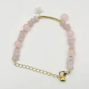 Dainty Cherry Blossom Beaded Bracelet | Pink Crystal Flower Double Layer Adjustable Bracelet for Women Coquette Daily Wear