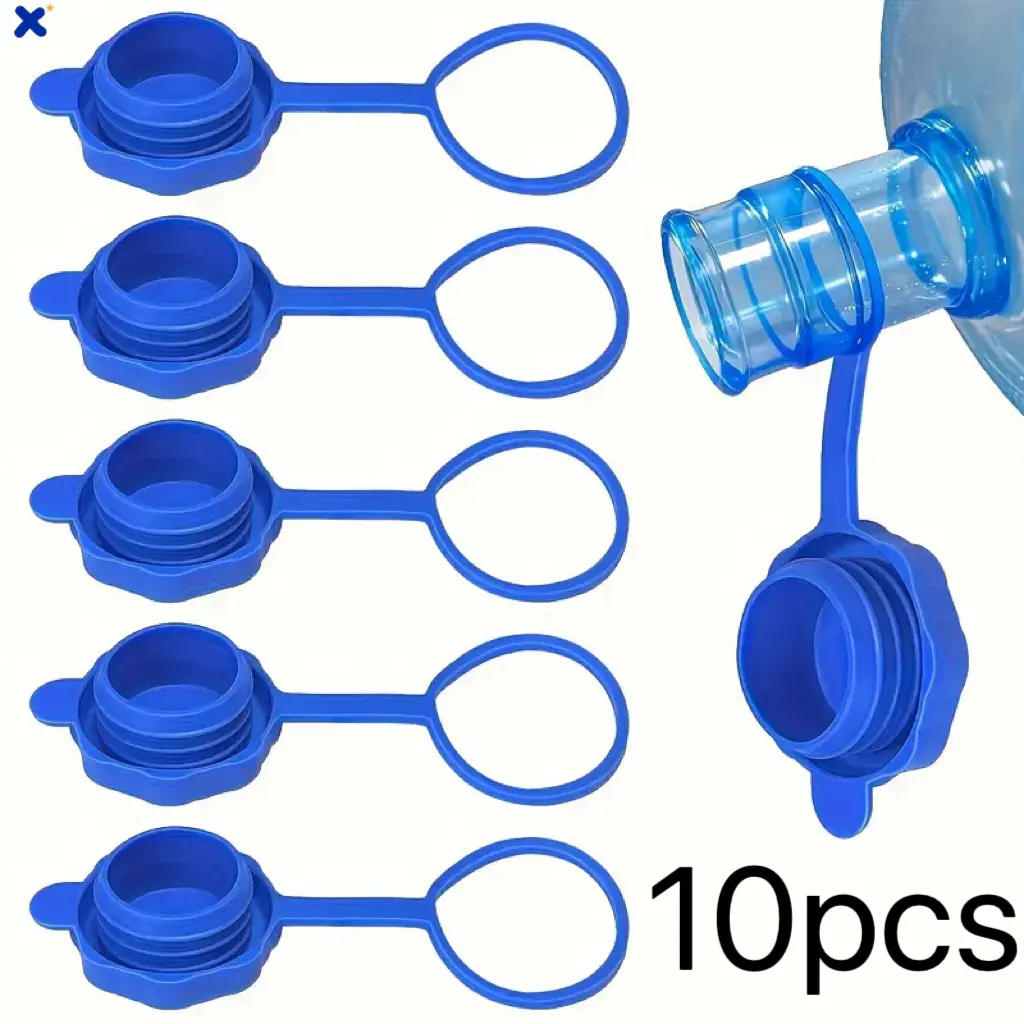 10Pcs 55mm Universal Silicone Water Jug Lids, Leakproof Dustproof Seal Caps with 3&5 gal Bucket Fit for Camping Kitchen Storage