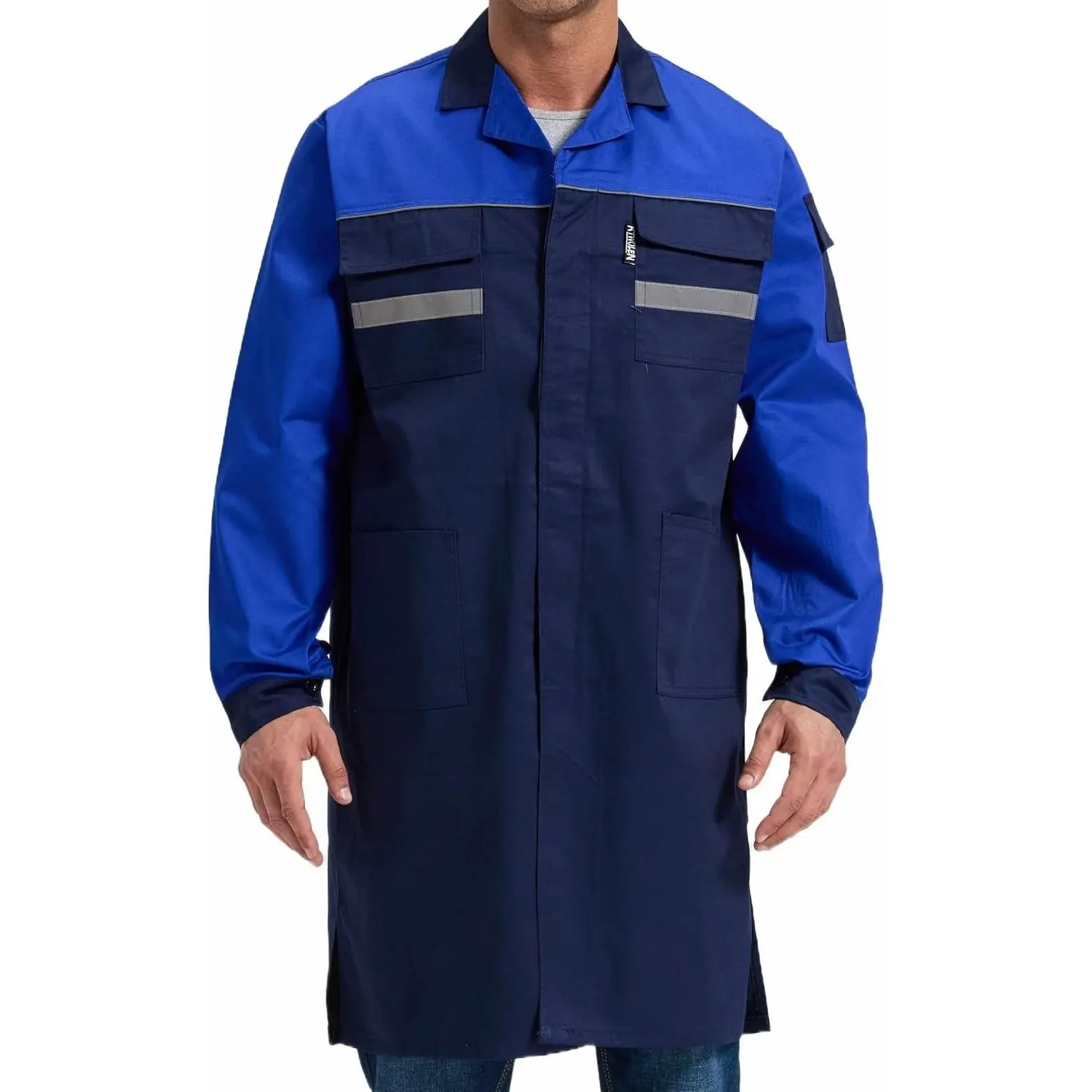 Lab Coat for Men Long Sleeve Work Smock Jacket DIY Mechanics Laboratory Coat