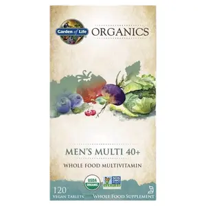 Garden of Life Organics Men's Multi 40+ - Essential Nutrients for Men Over 40 - Daily Multivitamin Supplement