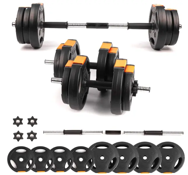 Adjustable Dumbbell Set, 33lb / 15kg 2-in-1 Convertible Barbell with Non-Slip Grips, Stainless Steel Design for Home Gym Resistance & Functional Training, Body Recomp, Resistance Training, Upper Body Workout, Weight Training