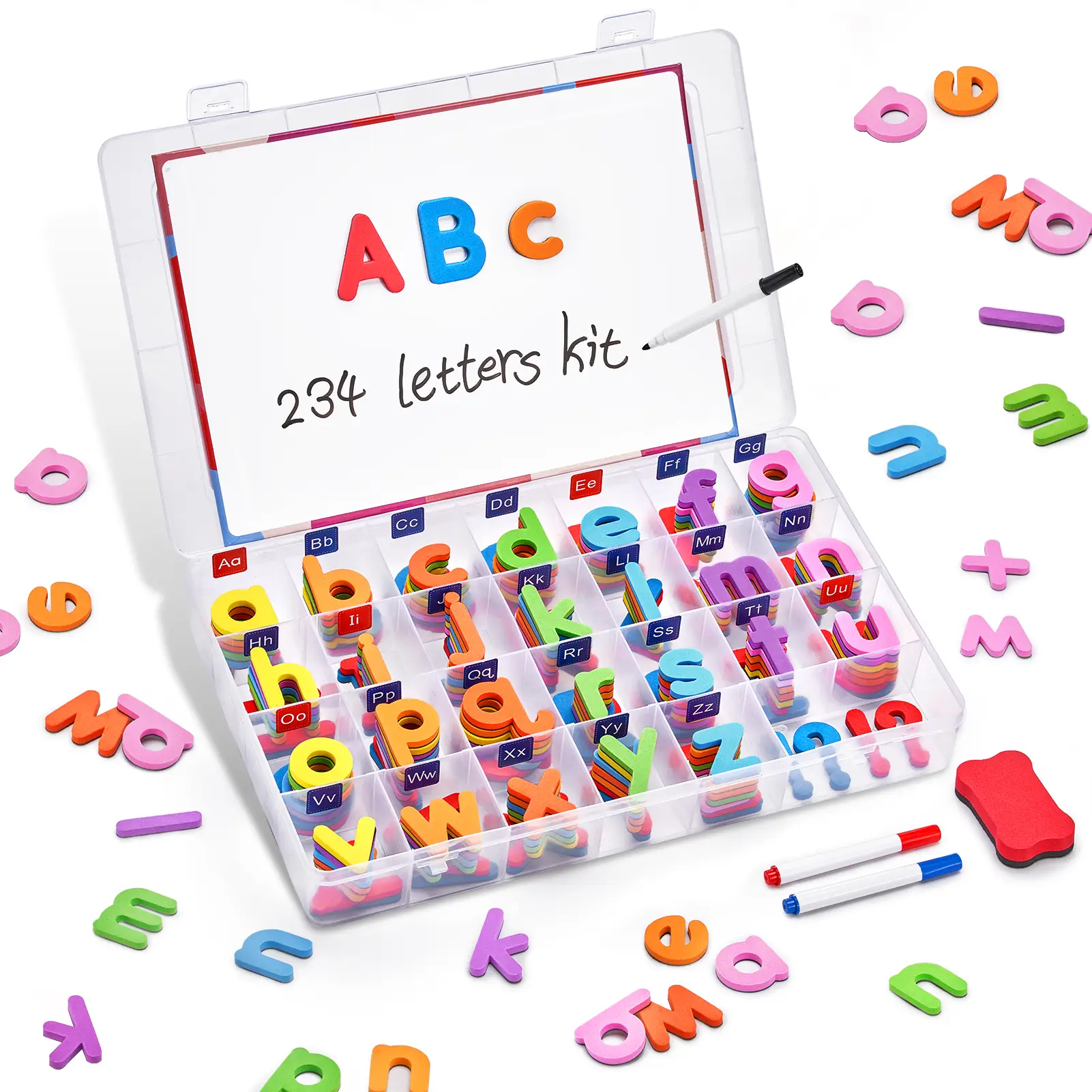JoyCat Classroom Magnetic Letters Kit 234 Pcs with Double, Foam Alphabet Letters for Preschool Learning, Fridge ABC Education Toys, Educational Tools