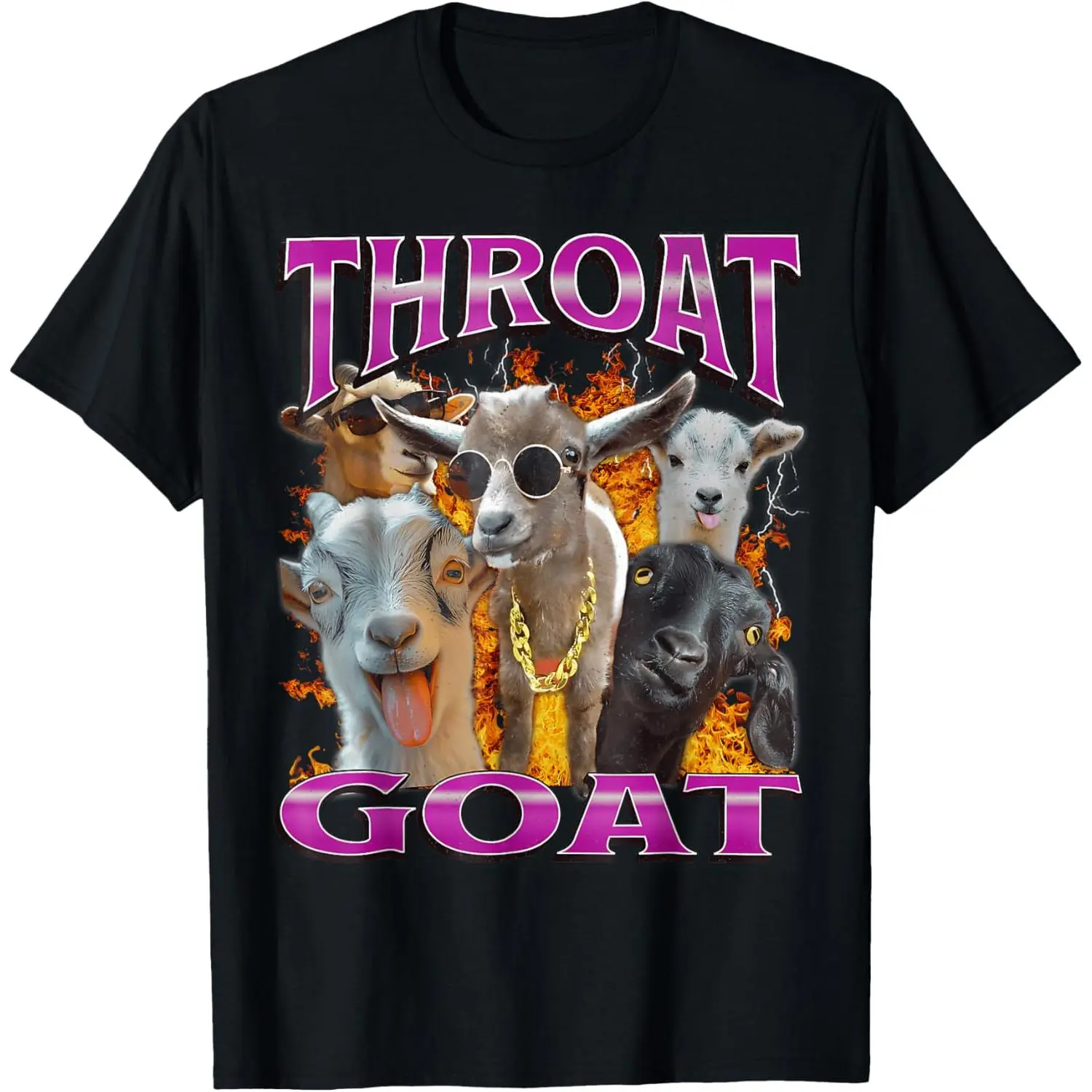 Throat Goat Funny Offensive Adult Humor Bootleg Y2K Graphic T-Shirt