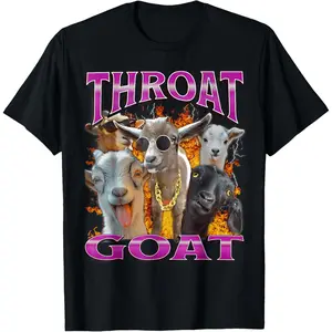 Throat Goat Funny Offensive Adult Humor Bootleg Y2K Graphic T-Shirt