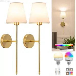 Wireless Battery-Powered Wall Lamps in /, Remote Control Bedroom Lights, Rechargeable Multi-15 Color Bulbs for Living Room & HallwayC38tool que