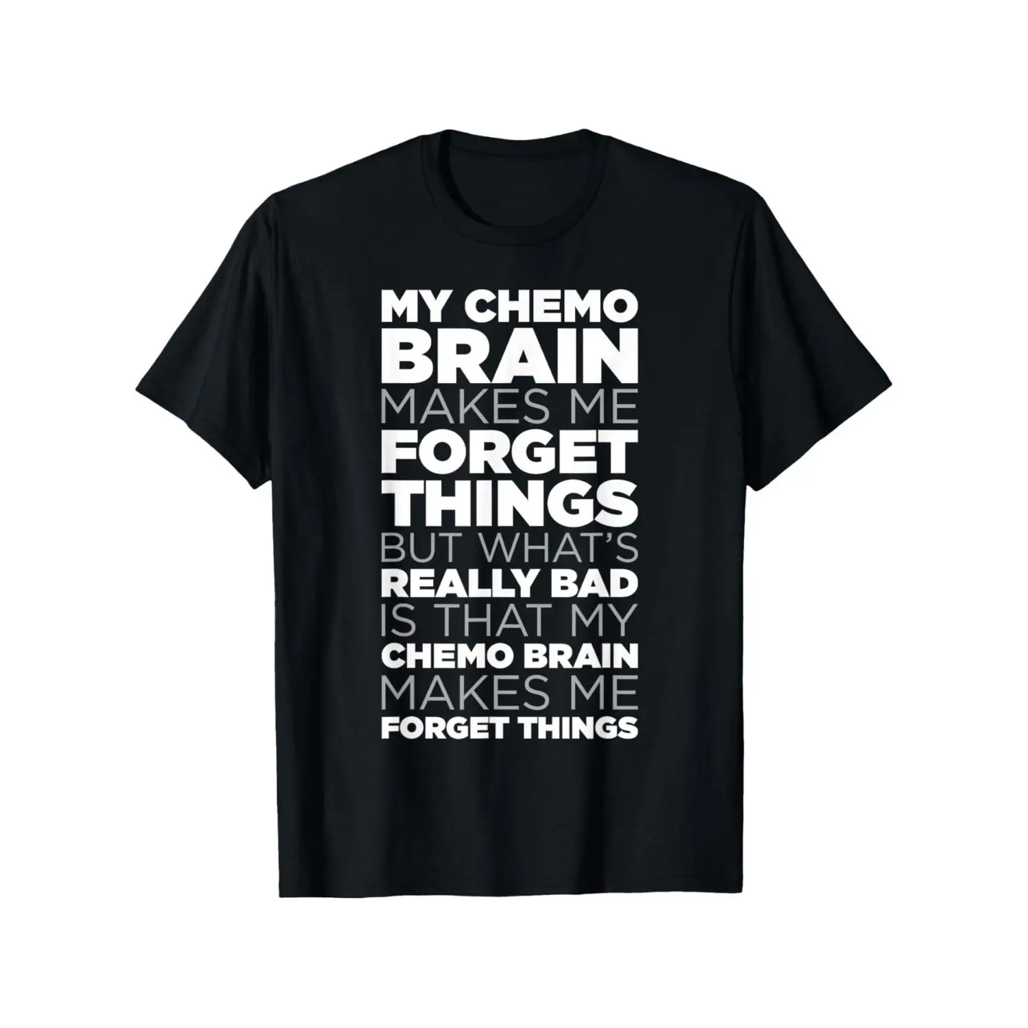 Women's 100% Cotton Crew Neck Short-Sleeve Fashion T-Shirt, Breathable Fabric Graphic Print Casual Streetwear, Humorous Chemo Brain Quote Top for Cancer Patients, All Seasons Unisex Outdoor Wear, S-XXXL