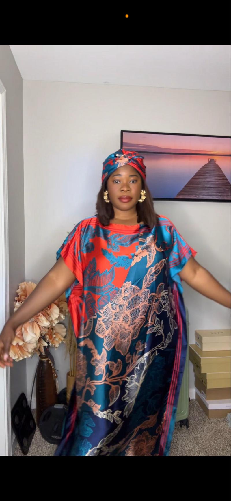 Luxury Silk print MUMU, or MOOMOO Dress Casual Wear Comfort Womenswear plus size boho casual black women outfit, African print, charismas gift for a black mom.  Summer Maxi. Daily Home confort. Holiday vacation wear long dress