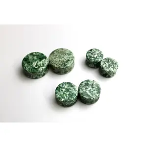 Qinghai Jade (Green Dot Jade) Double Flare Stone Plugs