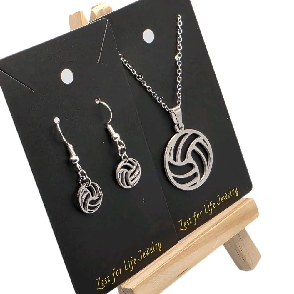 Volleyball 2-Piece Jewelry Set, Silver-Finish Metal Coating Earring & Necklace with Unique Design, Elegant Trendy Fashion for Everyday Occasions, Elegance