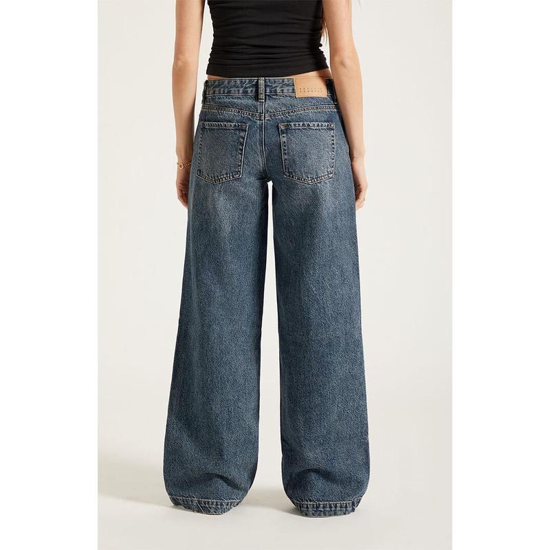 Pacsun Women's Casey Low Rise Baggy Jeans Dark Indigo Tint