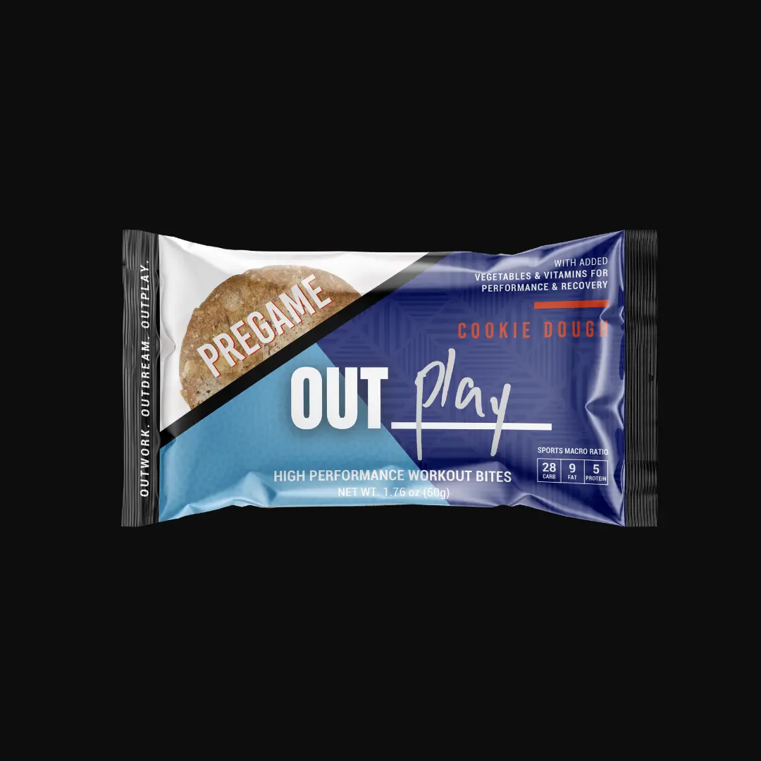 OUTPLAY Pregame Bites - COOKIE DOUGH | Dairy Free and Vegan Workout Snacks | Pre-workout Macros