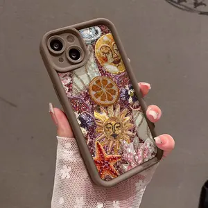 Feminine Soft Case for iPhone11/12/13/14/15/16/promax/x/xs/xr/xsmax Case Beaded Sun & Sea Art Durable, Ultra Slim, Cute and Practical | Lightweight Protective Case for Her