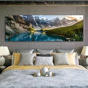 No Frame 36*12Inch Unframed Poster Stunning Lake Forest Mountain View Oil Painting Decor for Living Room & Bedroom Ornaments Home Wall Art 40*16inch Unframed Abstract Canvas Artistic Photo Print