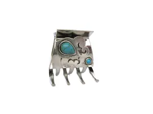 Small medium turquoise blue stone metal western hair claw clip