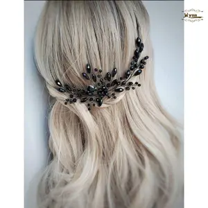 Bridal Black Crystal Hair Pins Classical Wedding Back Comb Prom Party Festival Hair Accessories for Women and Girls