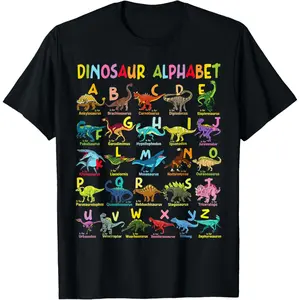 Types Of Dinosaurs Alphabet A-Z ABC Dino Identification T-Shirt