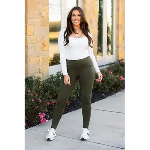 Ready to Ship | The Oakley - Olive Green Full-Length Leggings w/ Pockets