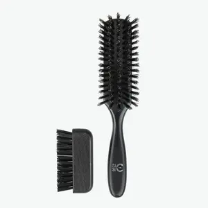Hand Drawn Ebony Wood Handle Brush, 100% Boar Bristle - Limited Edition