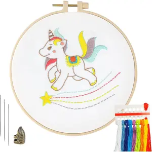 Embroidery Kit for Beginners Adults, Adult Starter  Stitch Kit Needlepoint Complete DIY Kit with  Patterns, Hoop, Colorful Threads, Tools, Step by Step Instructions & Video Tutorial