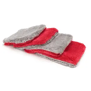 Autofiber Flat Out- Microfiber Wash Pad (Red/Gray) - 4 pack