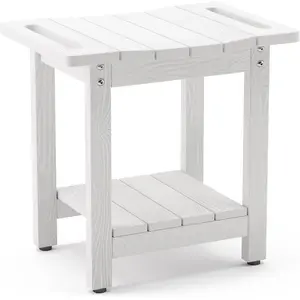 Shower Bench Seat, White HDPS Shower Benches for Inside Shower,  Shower Stool for Shaving  Foot Stool for  Bathroom, Weather Resistant/Non-Slip/Handles/Indoor or Outdoor Use