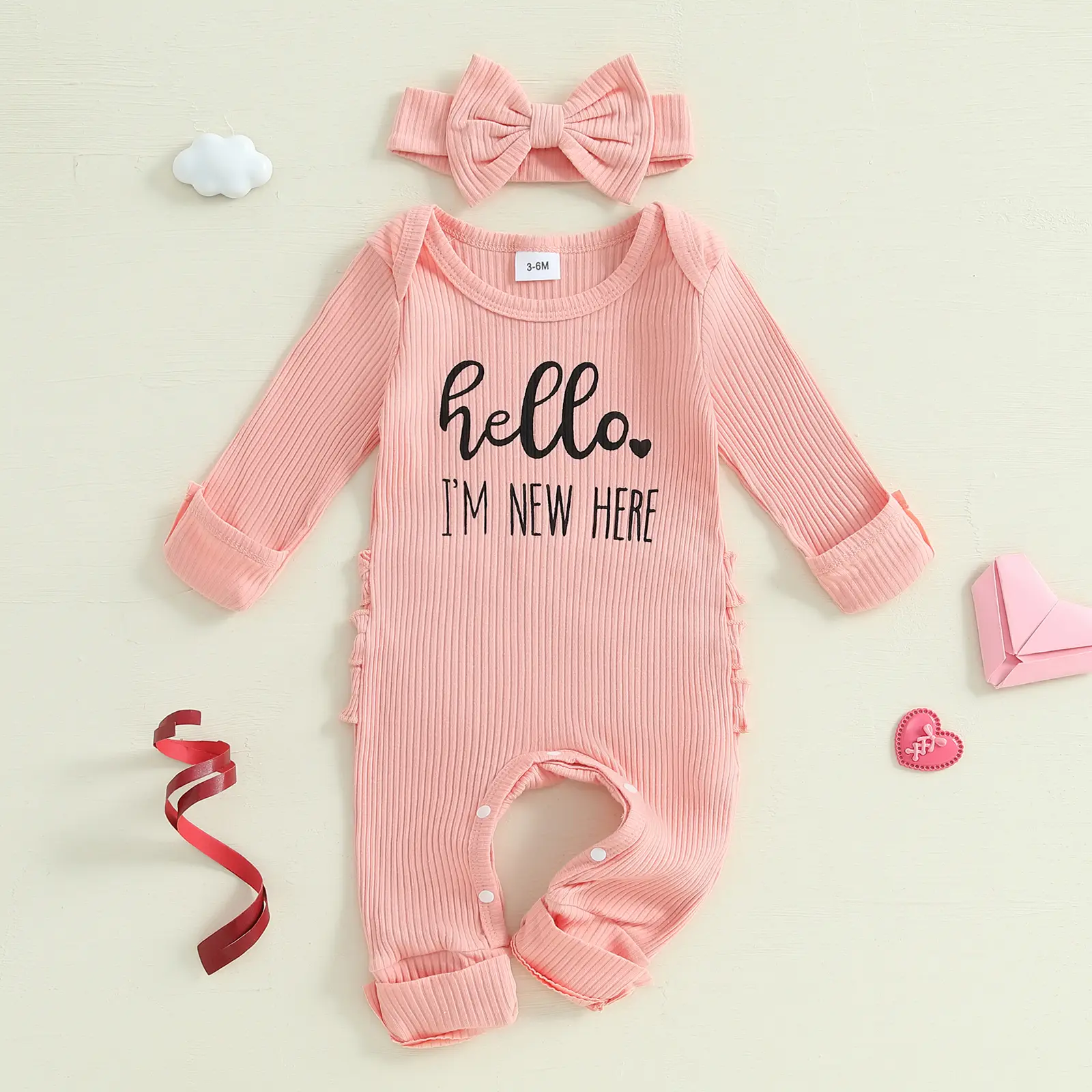 Baby Girl Clothes Newborn Hello World Outfit Long Sleeve Romper Jumpsuit Preemie Baby Girl Clothes