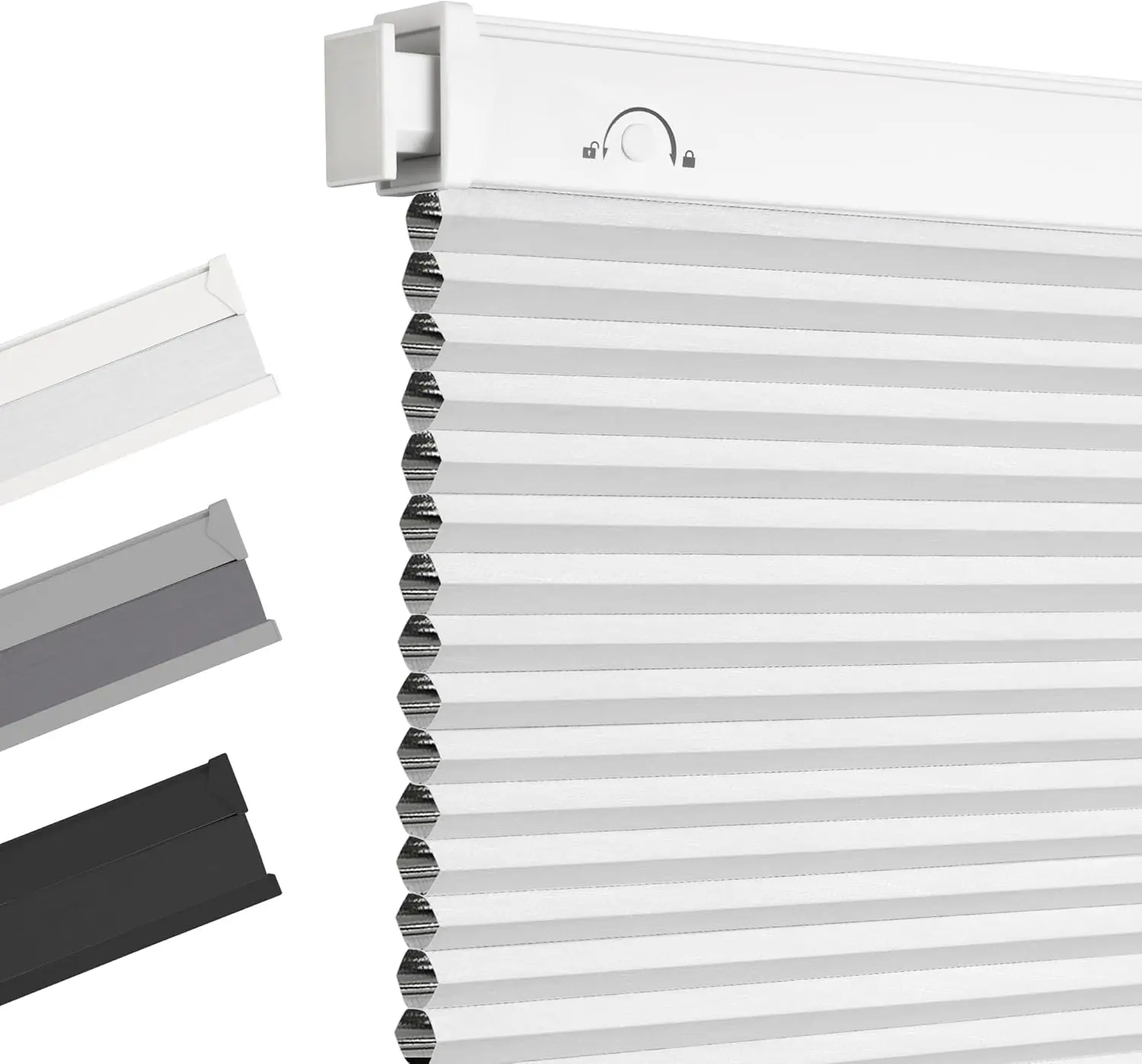 Allesin Cordless No-Drill Honeycomb Blinds - Blackout Window Cover, Free-Stop Design, Tool-Free Installation, Noise Reduction, Temperature Control for Bedroom, Kitchen, Cordless Honeycomb Blinds