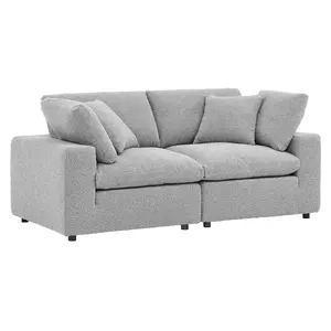 Commix Down Filled Overstuffed Boucle Fabric Loveseat Light Gray EEI-6361-LGR