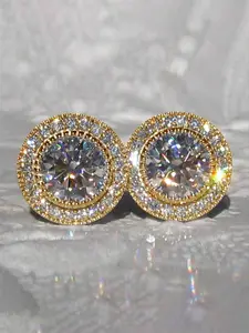 1 Pair Glamorous Cubic Zirconia Stud Solitaire Earrings For Women For Wedding Engagement Anniversary Party Jewelry Valentine's Day Gift Bling Stylish Accessory