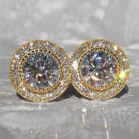 1 Pair Glamorous Cubic Zirconia Stud Earrings, Ear Studs, CZ Jewelry for Women, for Wedding, Engagement & Anniversary Party, Valentine's Day Gift