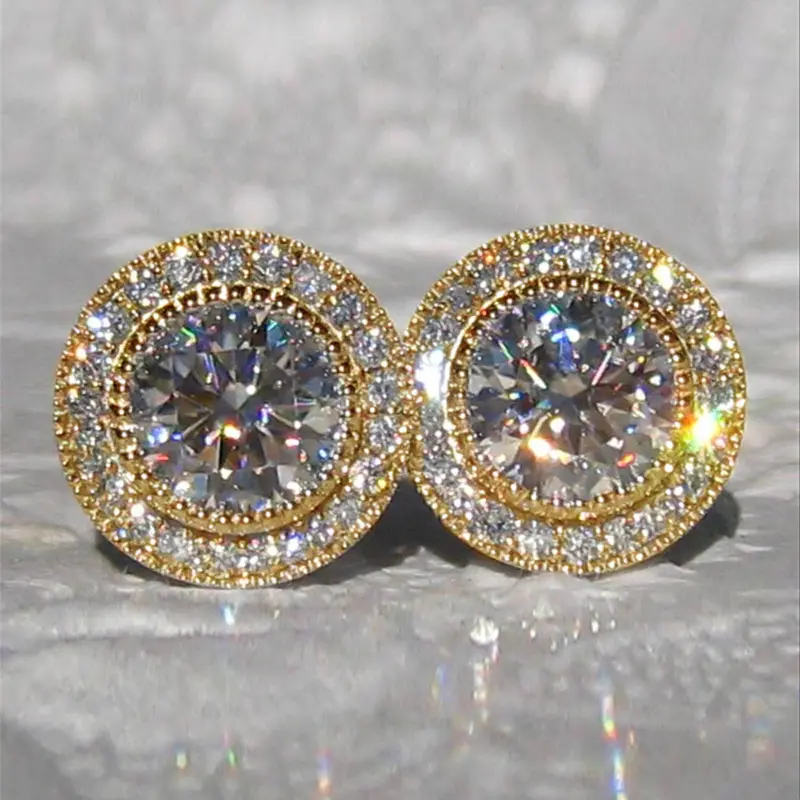 1 Pair Glamorous Cubic Zirconia Stud Earrings, Ear Studs, CZ Jewelry for Women, for Wedding, Engagement & Anniversary Party, Valentine's Day Gift