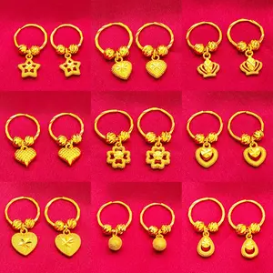ANIID Heart Earrings 24K Gold Color Hoop Earrings for Women Nigerian Designer Earrings Party Wedding Jewelry Wholesale Gift