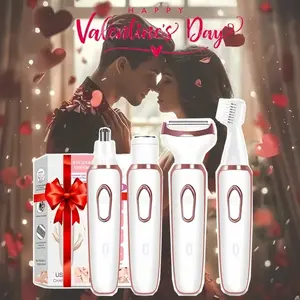 4-in-1 leg electric shaver, women's rechargeable electric hair removal device, multifunctional beauty set, foot exfoliator, body hair removal device, shaver and massager, bikini trimmer, men's and women's armpit hair shaver