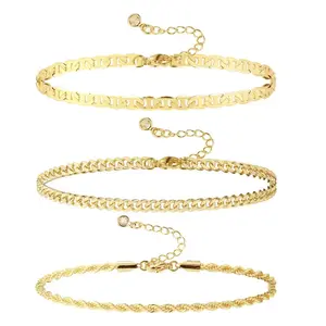 Serelune Jewelry S Gold Ankle Bracelets for Women, Gold Anklets for Women Waterproof Cuban Link Anklets Set Layered Anklet Bracelets for Women Anklet for Women Gold Jewelry Gift