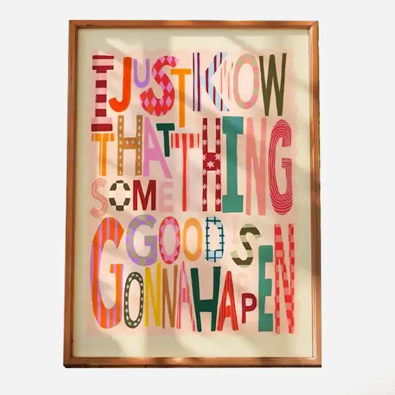Positivity Affirmation Rainbow Typography Plastic Wall Print, Artistic Multi-Size Vivid Poster, Home Decor for Room Walls, Motivational Wall Art, Wall Picture Decor Niche murals