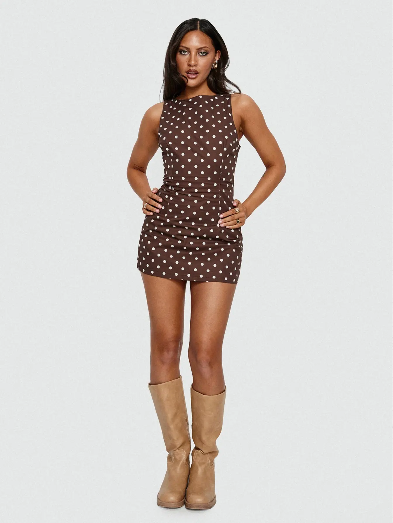 brown polka dot dress princess polly Jorjana Maxi Dress Brown | White Polka Dot | Brown | White Polka Dot | Womens