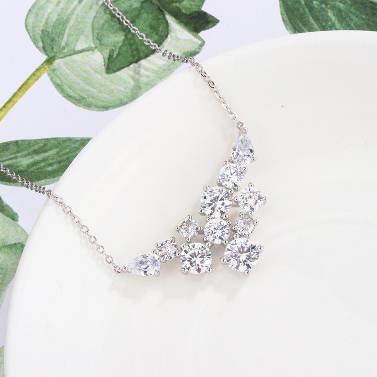 Dainty Multi-Shape Sparkle Cluster Necklace, Smooth Polished Link Chain, Elegant Feminine Statement Jewelry, Versatile Formal & Casual Accessory, Perfect Gift for Fashion Lovers, Timeless Design for All Occasions