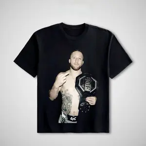 [ 🎉 Sale Up To 50%] UFC Justin Gaethje Unisex Cotton Graphic T-Shirt - Menswear Short-Sleeve Casual Streetwear Top, MMA Sports Apparel, Gift for Him/Her, Shortsleeve, Tshirt