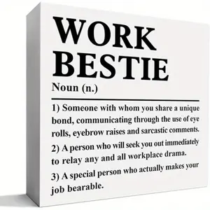 Work Bestie Gift for Women, Coworker Women Christmas Birthday Gift Thank You Gift for Friends Colleague Female Coworker Retirement Leaving New Job Farewell Gifts, Work Bestie Definition 5x5 inch Home Office Decor