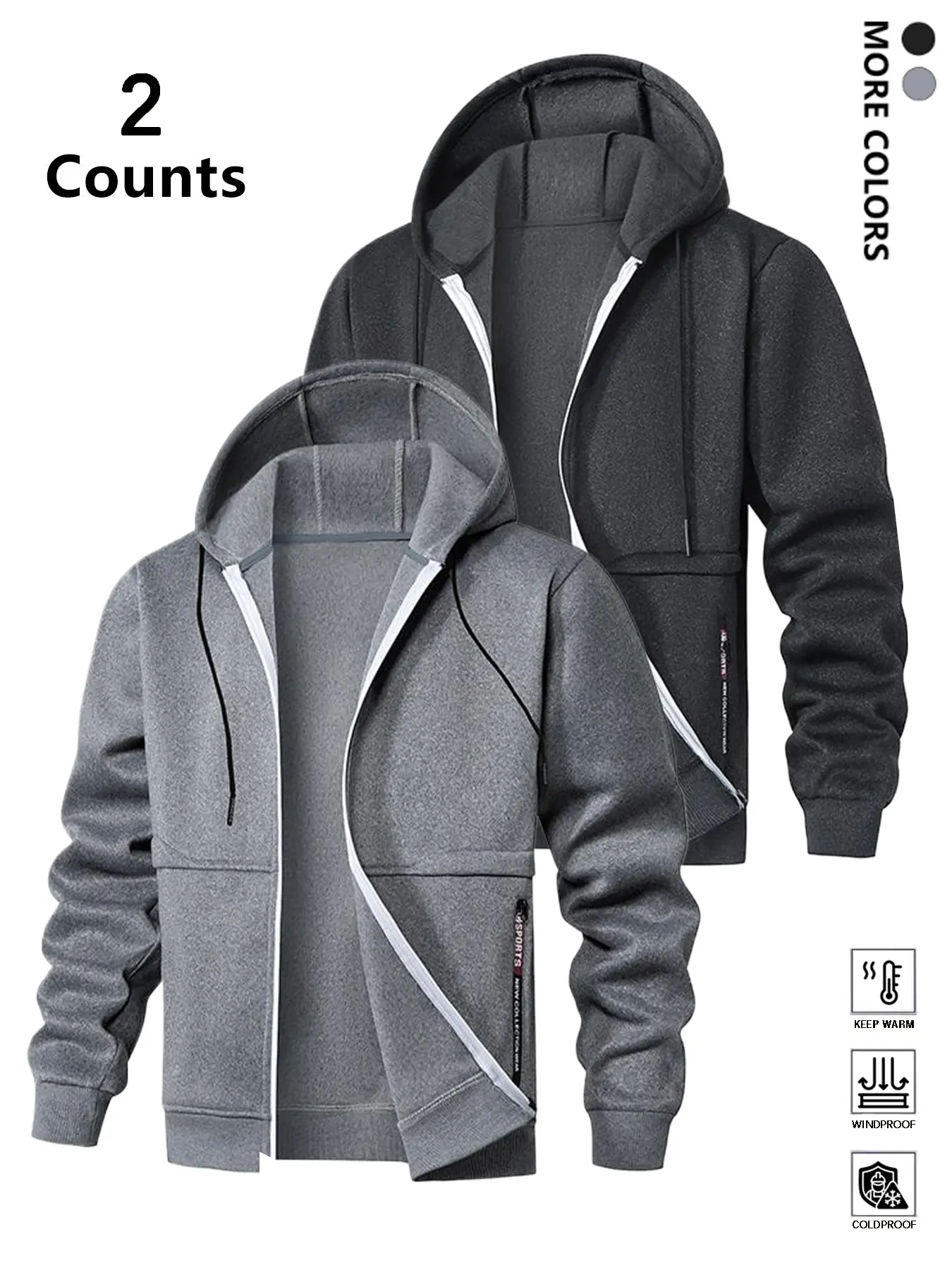 Men's Fleece Lined Warm Sports Jacket, Colorblock Patchwork Design, Casual Style, Perfect for Running & Hiking, Spring & Fall Wear