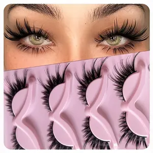 5 Pairs 3D Mink Cat Eye False Eyelashes - Hypoallergenic, Fluffy & Lightweight Natural Lashes for Fox Eyes, Perfect for Daily Wear, Parties, and Special Occasions, Reusable, 16-18mm Length, C Curl, Ideal Christmas Gift, Party Eyelashes | Fox Eye Lashes