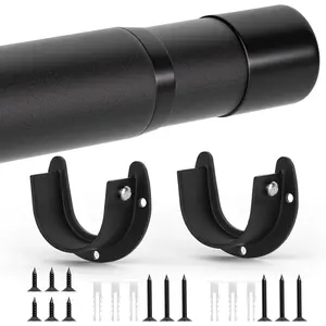 Closet Rods for Hanging Clothes, 17 to 53 Inch Closet Rod, Heavy Duty Adjustable Clothes Hanging Bar Rod Matte Black Closet Poles for Wardrobes, Closet, Bathroom, Windows,1.3 Inch Diameter