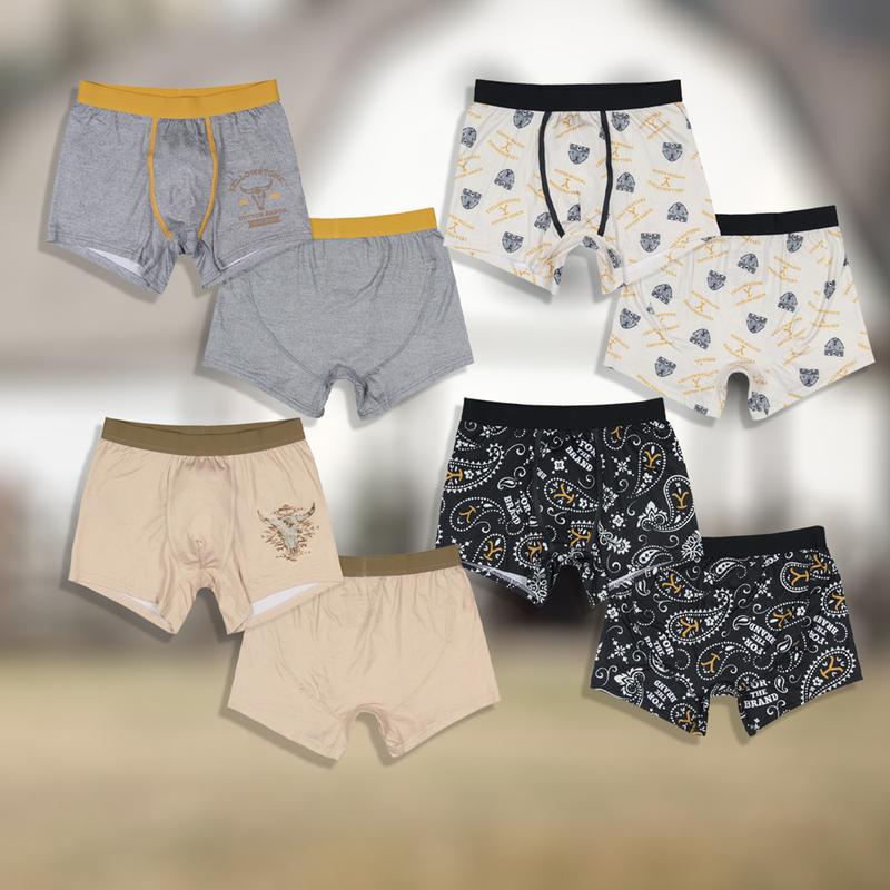 Yellowstone Men's Boxer Brief Shorts 4 Pair Pack Dutton Ranch Montana