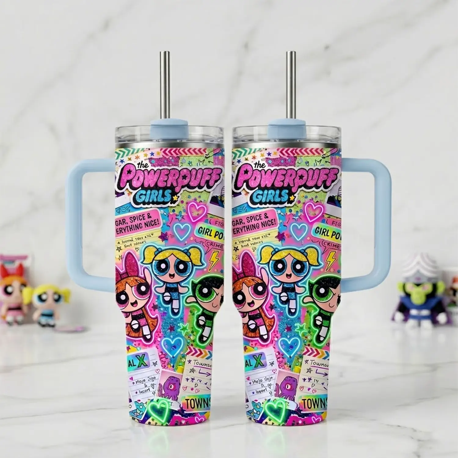 The Powerpuff Girls Custom Tumbler 40 oz  Tumbler With Handle