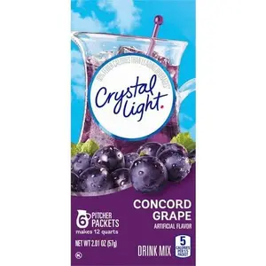 Crystal Light Sugar-Free Concord Grape Low Calories Powdered Drink Mix 6 Count Pitcher Packets